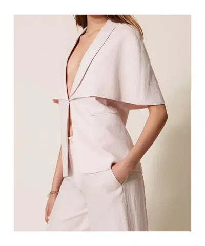 Twinset Pink Cape Jacket In Multi