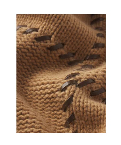 Frame Wool Blend Oversize Sweater Ribbed Cuffs Hem In Brown