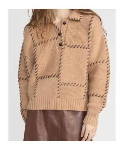 Frame Wool Blend Oversize Sweater Ribbed Cuffs Hem In Brown