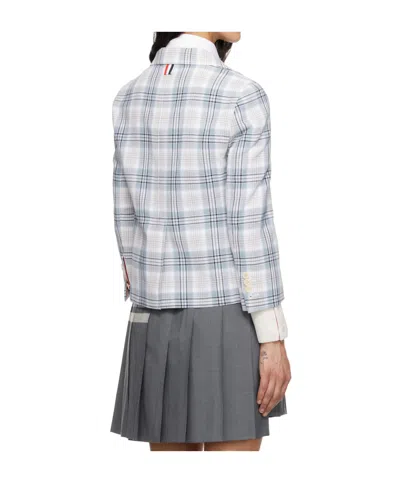 Thom Browne Short Plaid Blazer In Blue