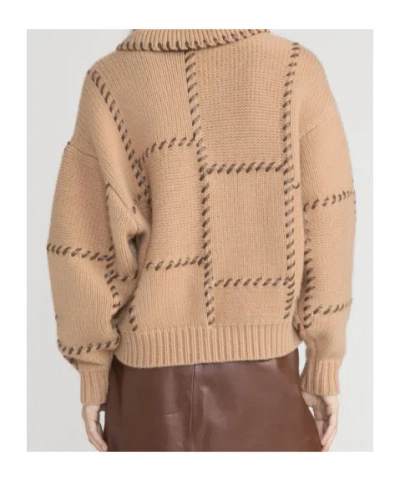 Frame Wool Blend Oversize Sweater Ribbed Cuffs Hem In Brown