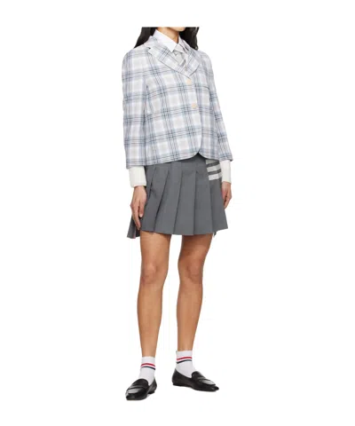 Thom Browne Short Plaid Blazer In Blue