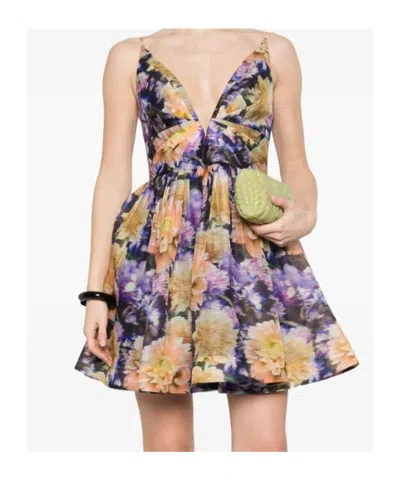 Zimmermann Luna Gathered Floral-print Linen And Silk-blend Mini Dress In Multi