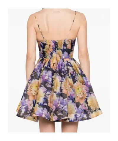 Zimmermann Luna Gathered Floral-print Linen And Silk-blend Mini Dress In Multi