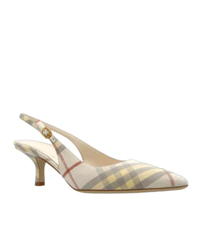 Burberry Checked Slingback Heeled Pumps In Multi
