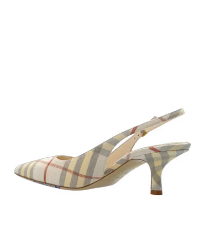 Burberry Checked Slingback Heeled Pumps In Multi
