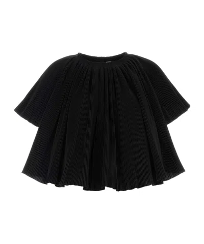 Co Polyester Blend Cape Top Round Neck In Black