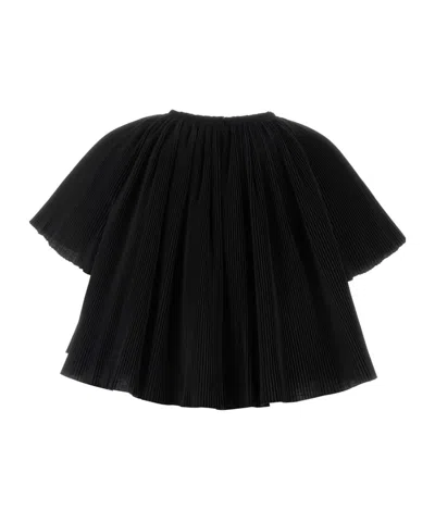 Co Polyester Blend Cape Top Round Neck In Black