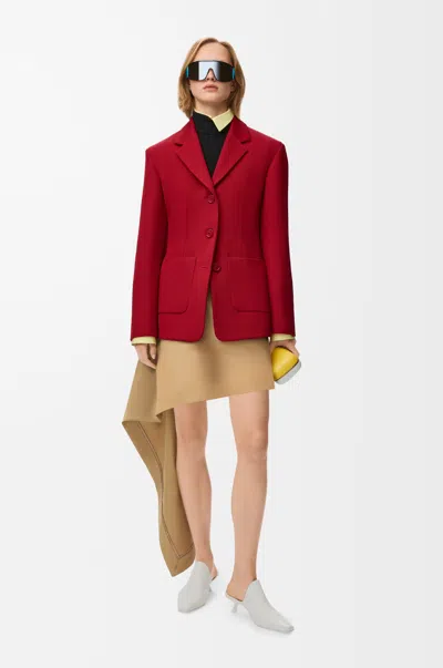 Loewe Womens Beige Draped-side Asymmetric-hem Cotton-blend Mini Skirt In Multi