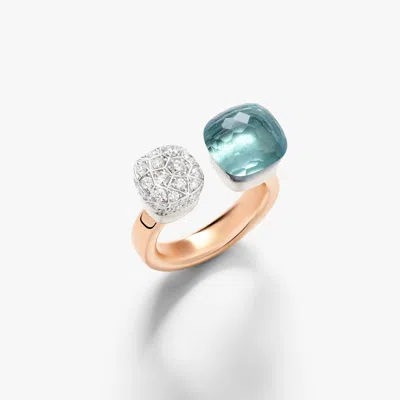 Pomellato Mixed Gold Diamond And Topaz Nudo Ring In Rose Gold