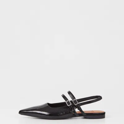 Vagabond Hermine Patent Leather Ballet Flats In Black