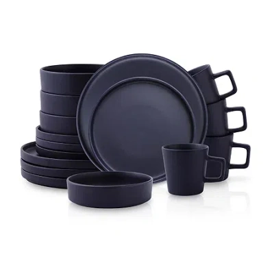 Stone Lain Cleo 16-pc. Stoneware Dinnerware Set In Black