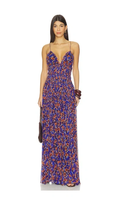 Ulla Johnson Atrani Floral Silk Chiffon Maxi Dress In Purple