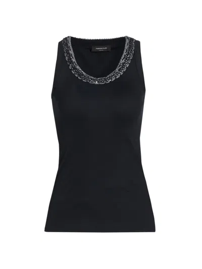 Fabiana Filippi Top Embellished Neckline Sleeveless Design Style In Black