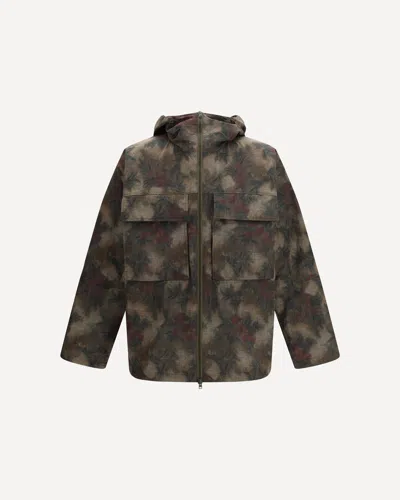 Herno Multicolor Tropical Pattern Ripstop Nylon Parka In Brown