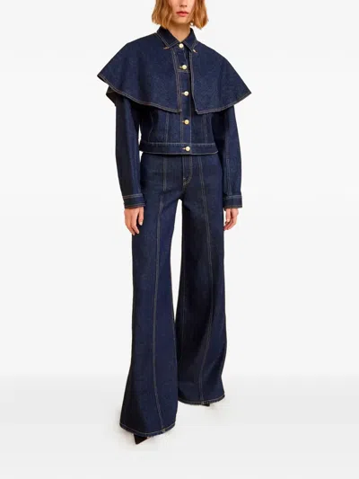 Ulla Johnson Cape Buttoned Jacket In Blue