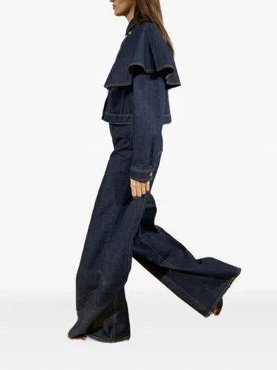 Ulla Johnson Cape Buttoned Jacket In Blue