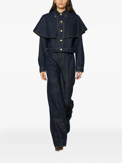 Ulla Johnson Cape Buttoned Jacket In Blue