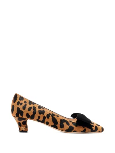 Valentino Garavani Bowow 25 Suede-trimmed Leopard-print Calf Hair Pumps In Multi