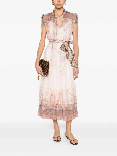 Zimmermann Alchemy Belted Paisley-print Chiffon Midi Dress In Multi