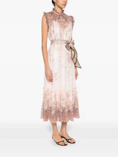 Zimmermann Alchemy Belted Paisley-print Chiffon Midi Dress In Multi