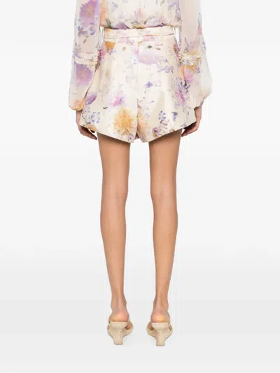 Zimmermann Womens Cream Dahlia Luna Floral-print Silk-blend Shorts Xs In White
