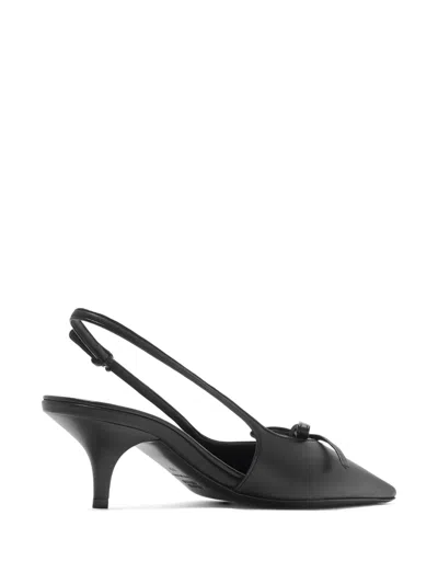 Miu Miu Chic Leather Kitten Heel Pumps With Buckle In Black