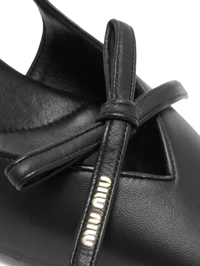 Miu Miu Chic Leather Kitten Heel Pumps With Buckle In Black