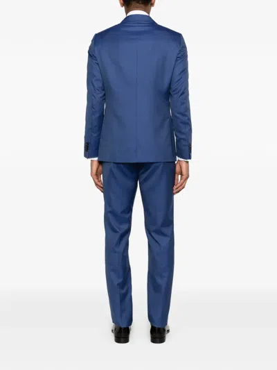 Caruso Double-breasted Suit In Blue