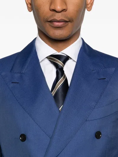 Caruso Double-breasted Suit In Blue