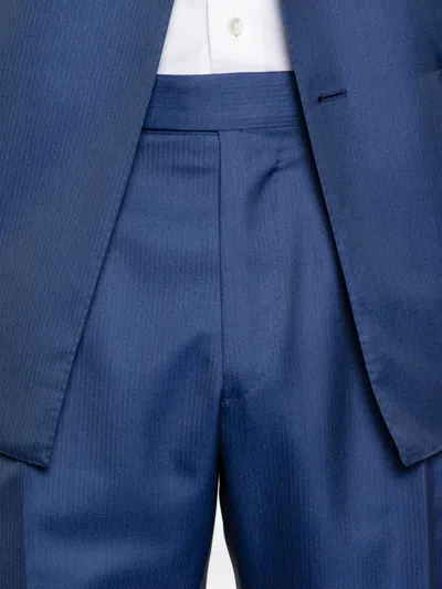 Caruso Double-breasted Suit In Blue