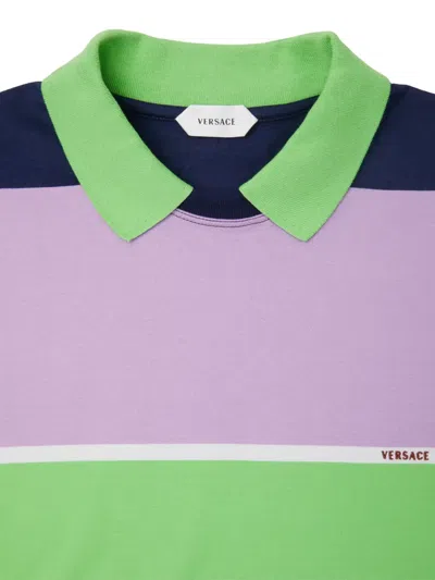 Versace Striped Collared Sweatshirt In Multi