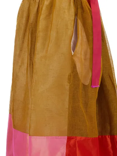 Daniela Gregis Patchwork Midi Skirt In Brown