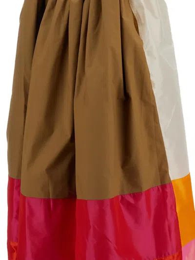 Daniela Gregis Patchwork Midi Skirt In Brown
