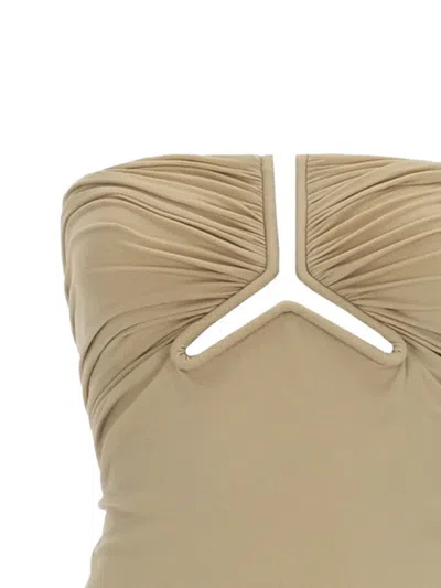 Rick Owens Beige Solid Strapless Top In Neutral