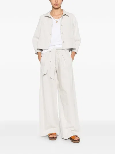Sessun Leone Button-front Cropped Jacket In White