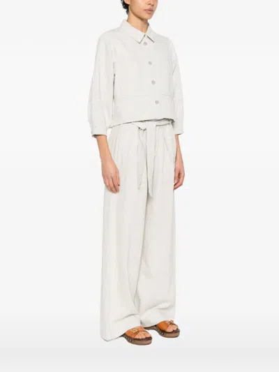 Sessun Leone Button-front Cropped Jacket In White