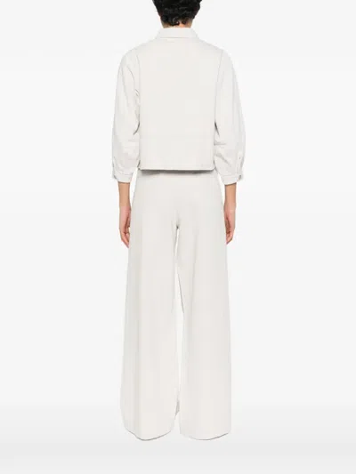 Sessun Leone Button-front Cropped Jacket In White