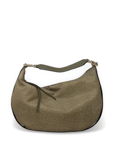 Borbonese Medium Frame Dotted Hobo Shoulder Bag In Green