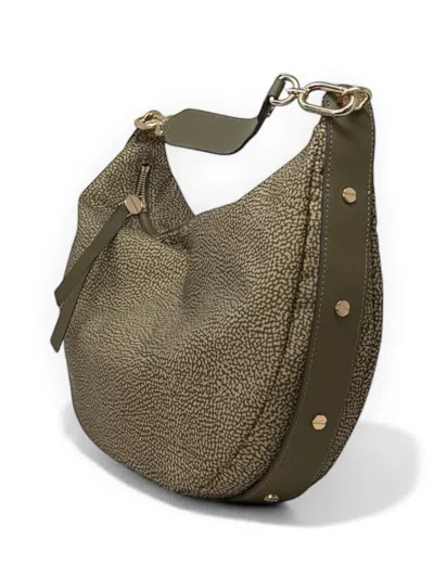 Borbonese Medium Frame Dotted Hobo Shoulder Bag In Green