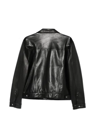Ernest W Baker Multiple-pockets Buttoned Leather Jacket In Black