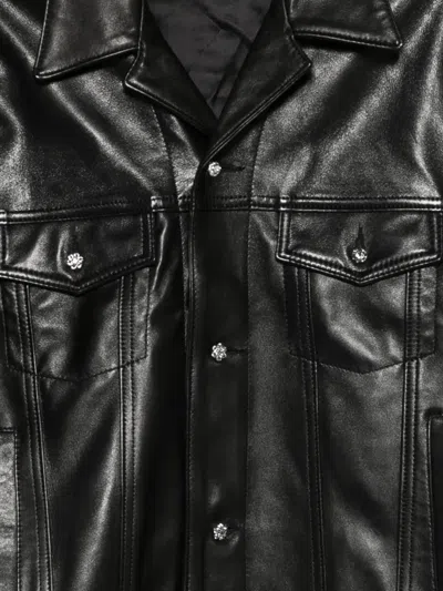 Ernest W Baker Multiple-pockets Buttoned Leather Jacket In Black