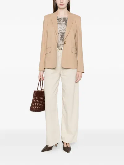 Pinko Button Flax Blazer In Neutral