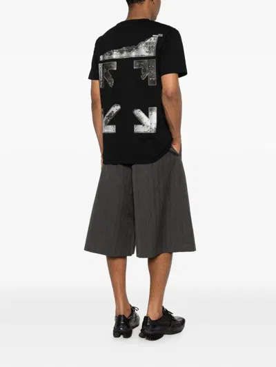 Off-white Slim Fit Scratch Arrow Graphic T-shirt In Black