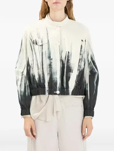 High Jack-coat Buttoned Graphic Bomber Jacket In Multi
