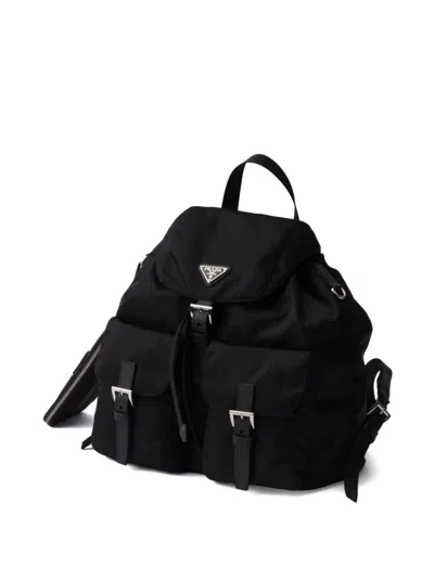 Prada Womens Black Re-nylon Medium Woven Backpack In Black