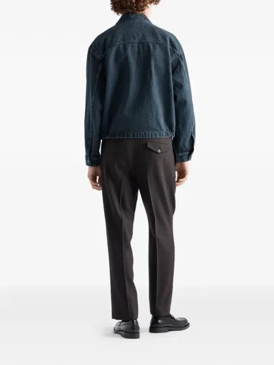 Prada Denim Blouson Jacket In Blue