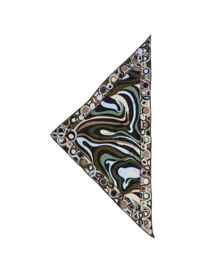 Pucci Silk Scarf Triangle Shape Geometric Pattern In Multi
