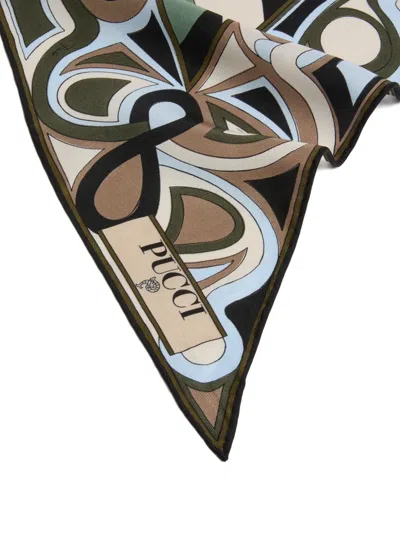 Pucci Silk Scarf Triangle Shape Geometric Pattern In Multi