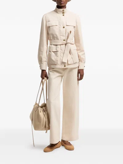 Moncler Belt-loop Trousers In Neutral